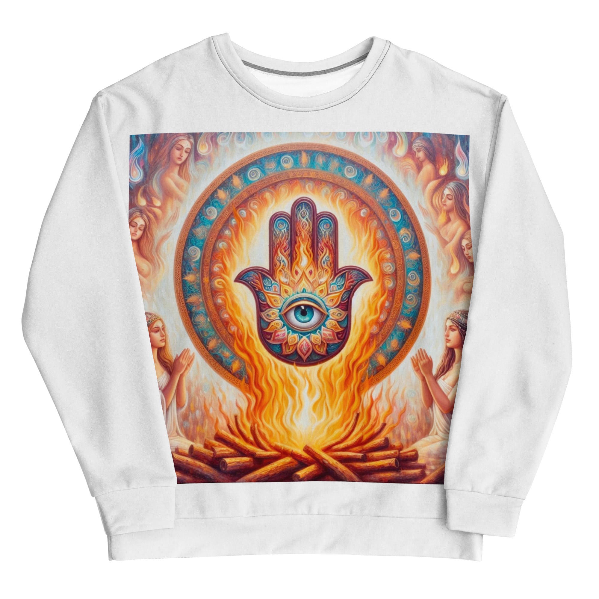 Off the shoulder Hamsa  rhinestone sweatshirt main image 1