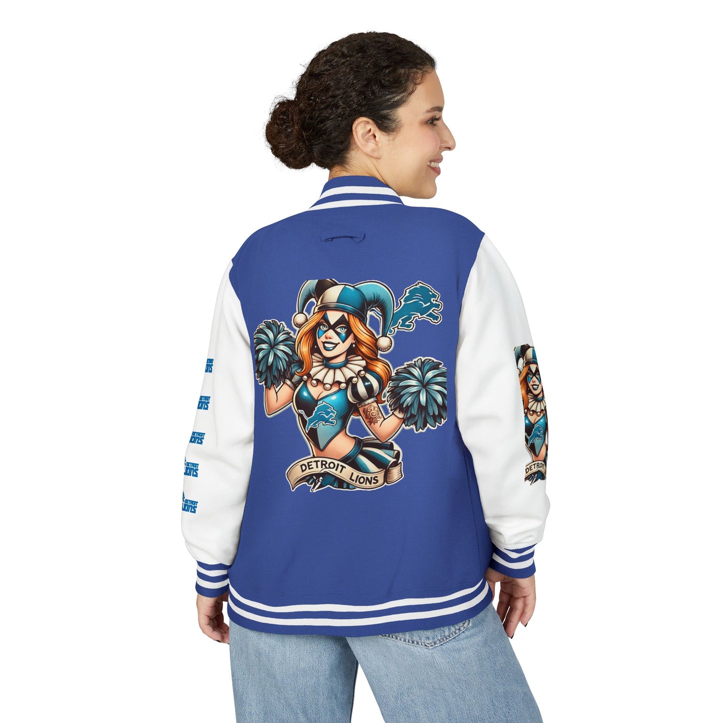 DET Lions Harley Quinn Women's Heavy Letterman Jacket