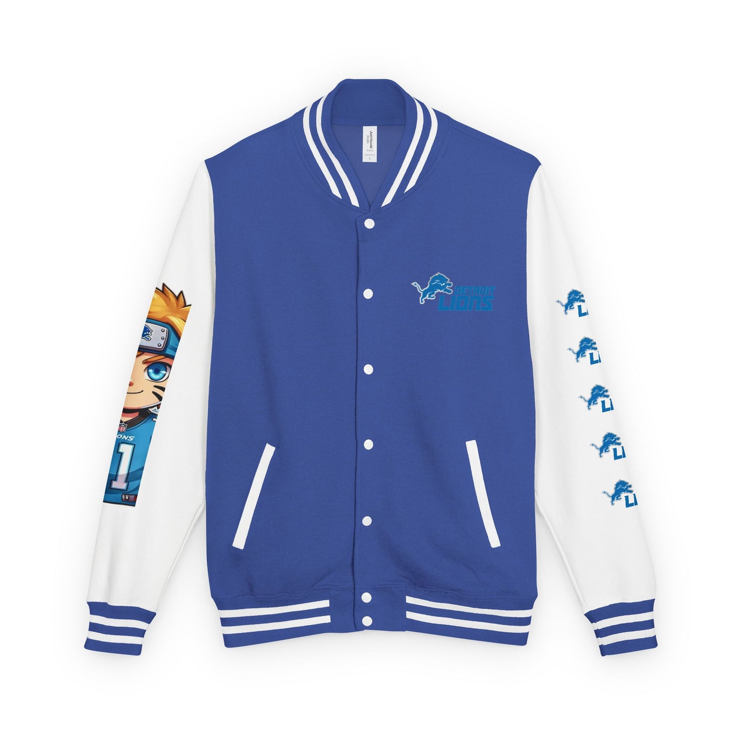 DET Lions - Naruto - Heavy Letterman Jacket with Custom Character Design