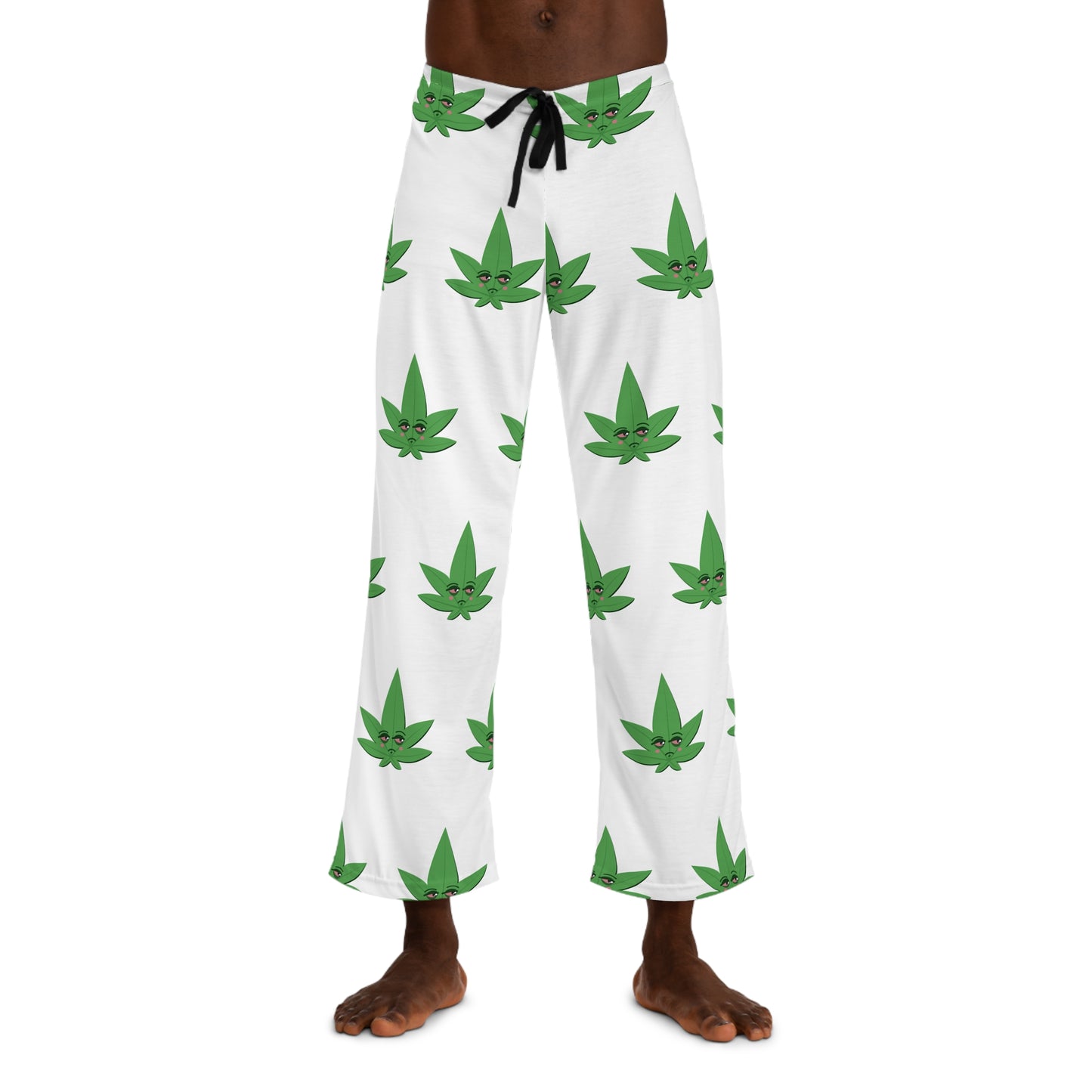 Kushy White Pajama Pants - Men’s All-Over Print Cozy Sleepwear