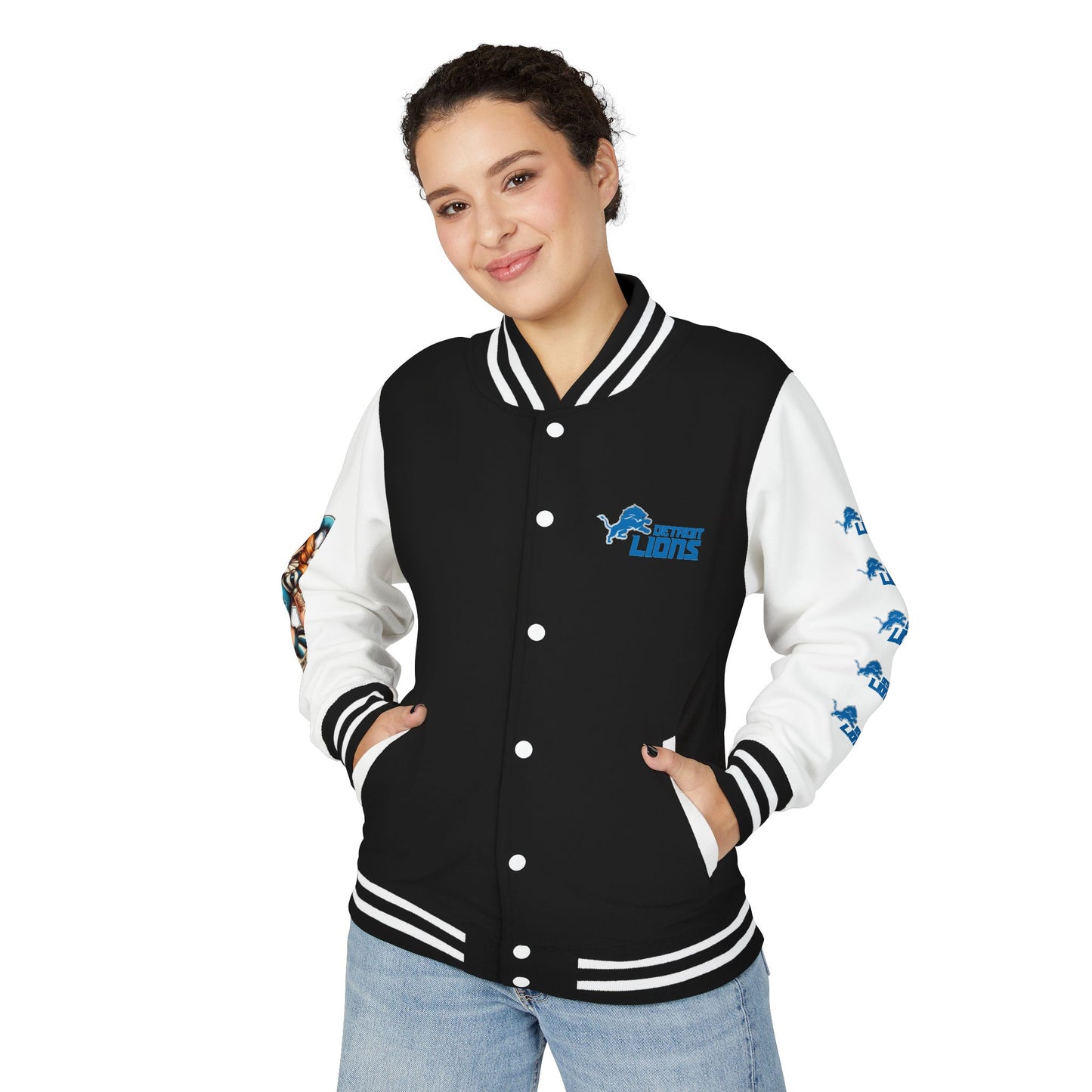 DET Lions Harley Quinn Women's Heavy Letterman Jacket