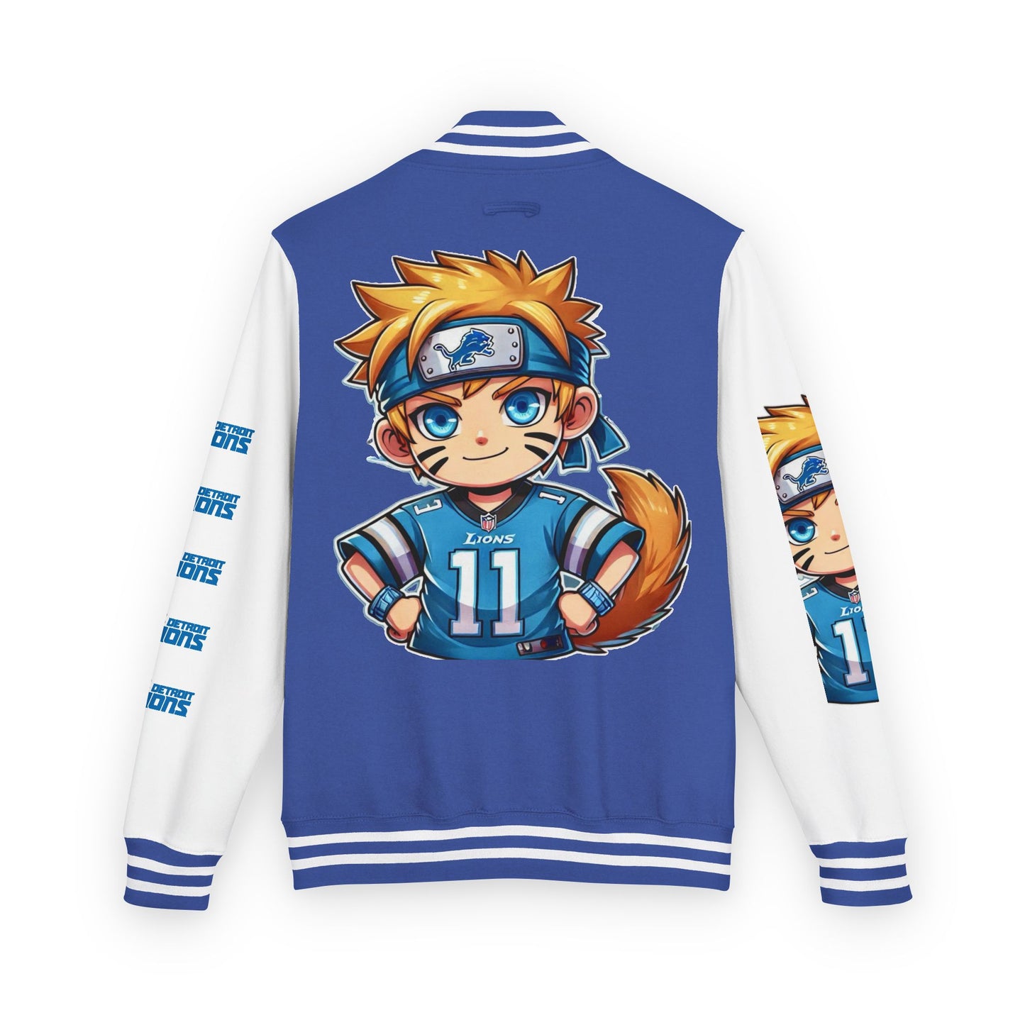 DET Lions - Naruto - Heavy Letterman Jacket with Custom Character Design