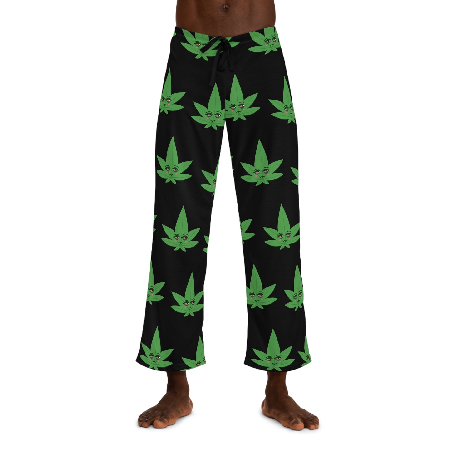 Kushy Pajama Pants — Men's Sleepwear with Green Cannabis Pattern