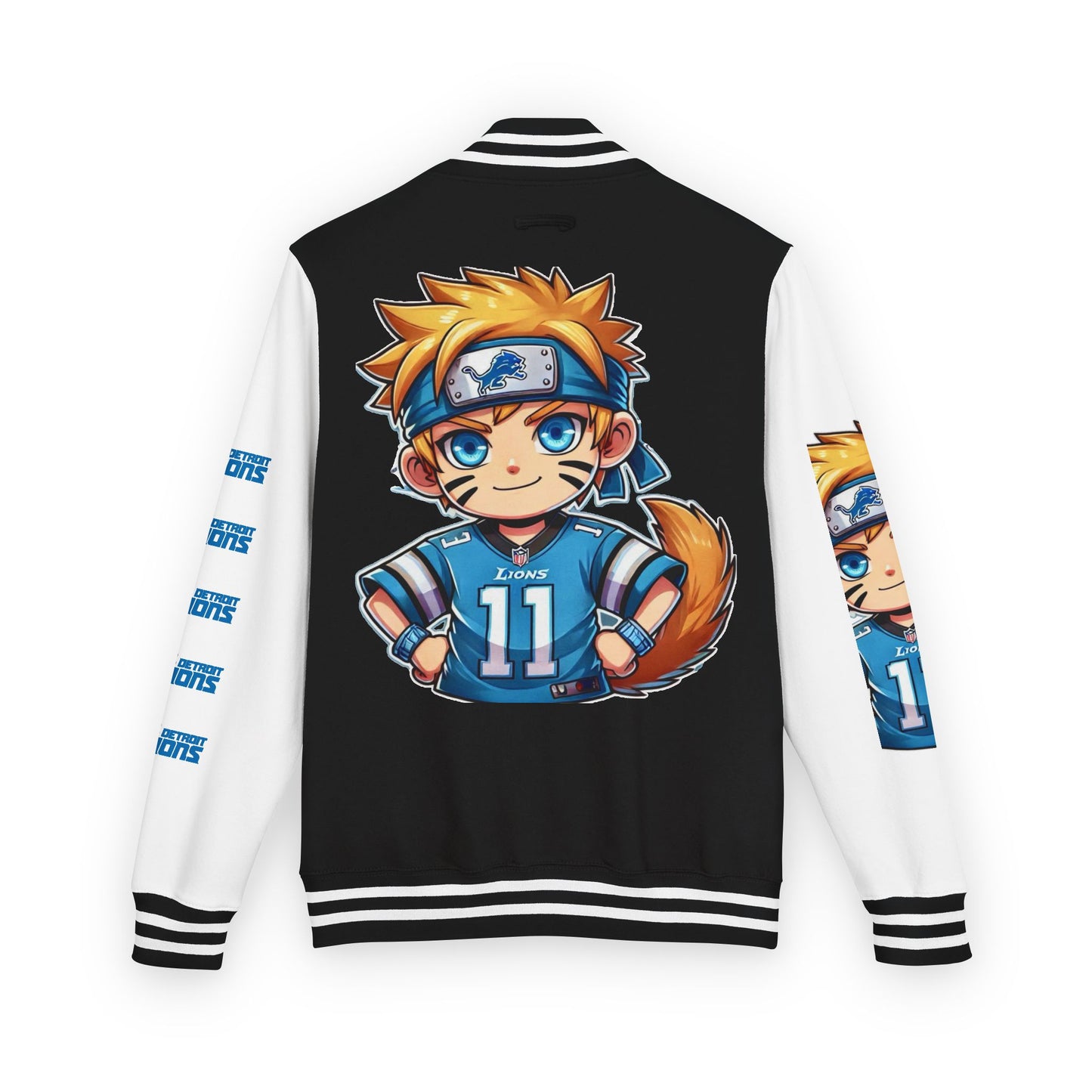 DET Lions - Naruto - Heavy Letterman Jacket with Custom Character Design