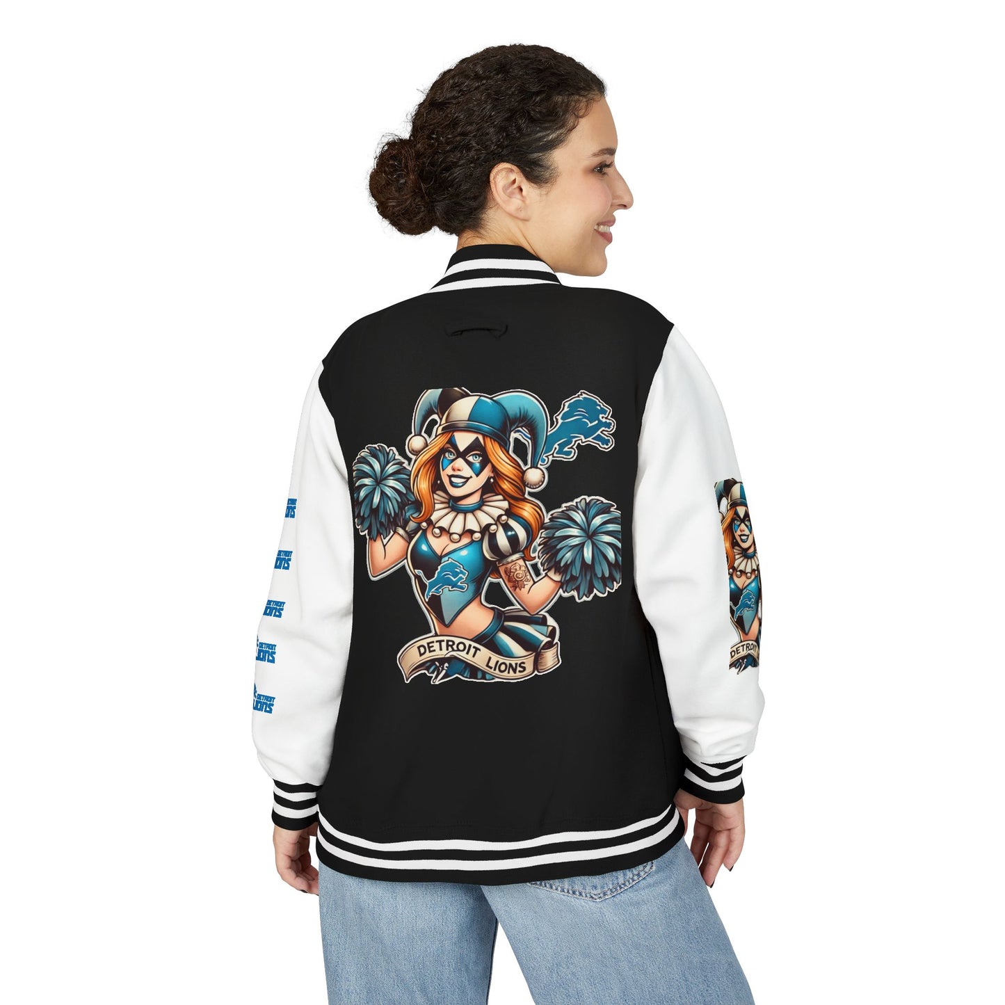 DET Lions Harley Quinn Women's Heavy Letterman Jacket